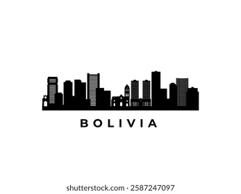 Vector Bolivia skyline. Travel Bolivia famous landmarks. Business and tourism concept for presentation, banner, web site.