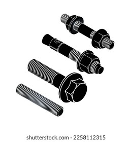 vector bolt and nut set illustration