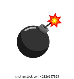 vector bomb with burning fuse in white background