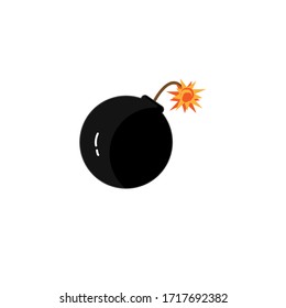 Vector bomb with burning wick on a white background