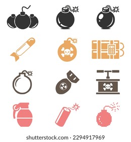 Vector bomb and explosives icons