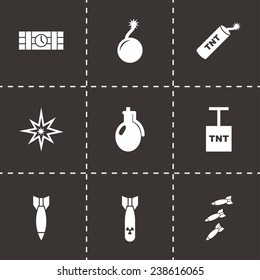 Vector bomb icon set on black background