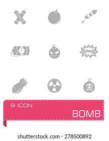 Vector Bomb icon set on grey background