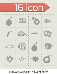 Vector bomb icon set on grey background