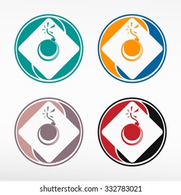 Vector bomb. Round color set. Web icon element. 