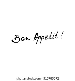 Vector bon appetit lettering as a doodle sketch illustration