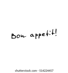 Vector ''bon appetit'' lettering as a doodle sketch illustration