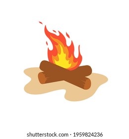 Vector bonfire. Setting up a campfire To socialize in the night of the hikers Isolated on background