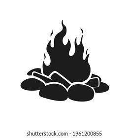 Vector bonfire. Setting up a campfire To socialize in the night of the hikers Isolated on background