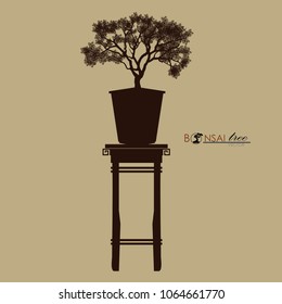 vector of Bonsai, Black silhouette of bonsai. Detailed image. Vector illustration  