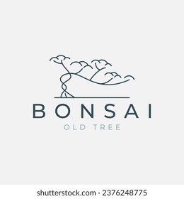 vector of bonsai tree line art logo illustration template design, icon symbol japanese old tree