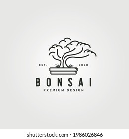 vector of bonsai tree logo line art symbol illustration design