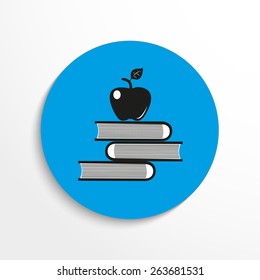 Vector book and apple icon illustration background.