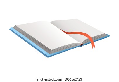 Libro de vectores con marcador. Concepto de aprendizaje o educación. Diseño de libros vacíos o cuaderno. Símbolo aislado sobre un fondo blanco
