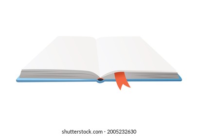 Vector book with bookmark. Learning or education concept. Design of empty book or notebook. Isolated symbol on a white background