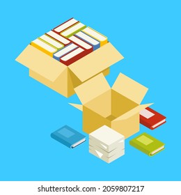 vector book in box concept