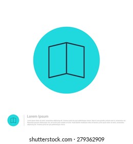 Vector Book Brochure Flyer Icon Thin Line For Web And Mobile, Modern Minimalistic Flat Design. Vector Outline Icon And Offset Colour On Light White Background