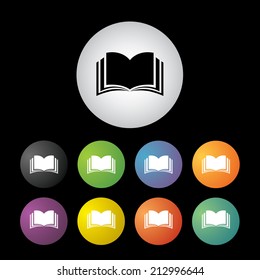 vector book  button icon set  