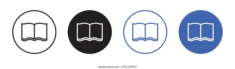 Vector Book In Circle Icon Set