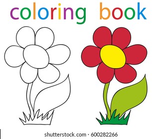 Vector, Book Coloring Flowers Just