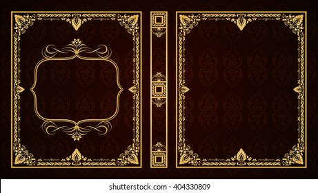 Vector book cover. Decorative vintage frame or border to be printed on the covers of books. Aspect ratio standard 1,65. Book format can be 75?90mm. Color can be changed in a few mouse clicks.