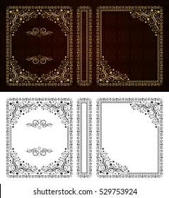 Vector book cover. Decorative vintage frame or border to be printed on the covers of books. Aspect ratio standard 1,65. Book format can be 75x90mm. Color can be changed in a few mouse clicks.