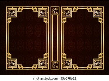 Vector book cover. Decorative vintage frame or border to be printed on the covers of books. Color can be changed in a few mouse clicks.