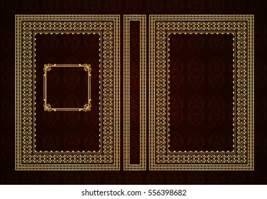 Vector book cover. Decorative vintage frame or border to be printed on the covers of books. Color can be changed in a few mouse clicks.