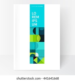 Vector book cover design creative concept  catalogue, report, brochure. Black, Blue and green abstract geometric shapes. Squares, triangles and circles vector-stock EPS 10. a4 size