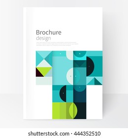 Vector book cover design creative concept  catalogue, report, brochure. Black, Blue and green abstract geometric shapes. Squares, triangles and circles vector-stock EPS 10. a4 size