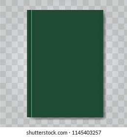 Vector Book cover mock up. Dark green color. Ready template blank white vertical design template.