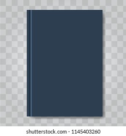 Vector Book cover mock up. Dark blue color. Ready template blank white vertical design template.