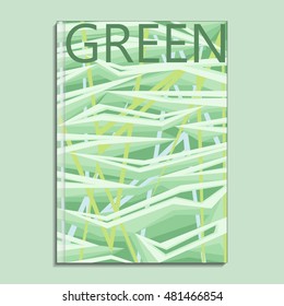 Vector book cover template with abstract light-green background. May use for flyer design, web templates, brochure, catalog, poster, report background or advertise publication.