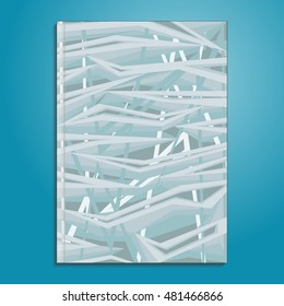 Vector book cover template with abstract light-blue background. May use for flyer design, web templates, brochure, catalog, poster, report background or advertise publication.