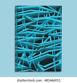 Vector book cover template with abstract dark-blue background. May use for flyer design, web templates, brochure, catalog, poster, report background or advertise publication.