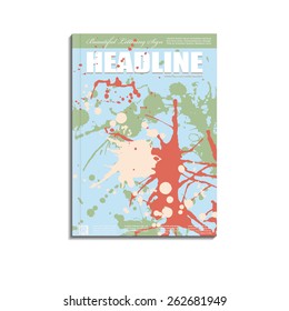 Vector book cover template with ink splatters. Flyer design / web templates / brochure designs technology backgrounds / catalog / poster / report / advertise publication.