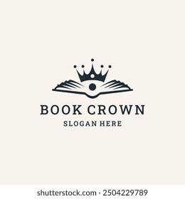 vector book and crown logo concept on white background