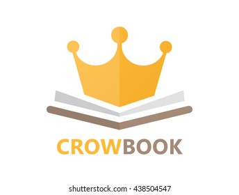 Vector book and crown logo concept