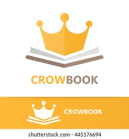 Vector book and crown logo concept