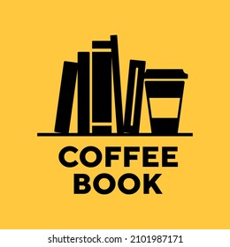 Vector book and a cup of coffee logo concept