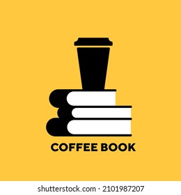 Vector book and a cup of coffee logo concept