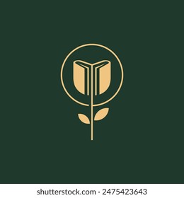 Vector book and Flower Logo design inspiration