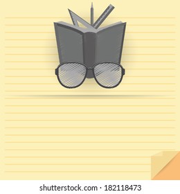 Vector Book And Glasses Isolated On Background