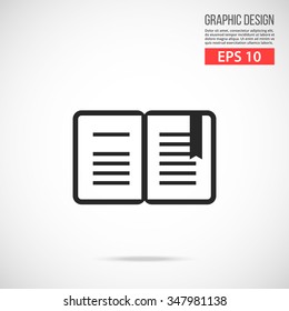 Vector book icon. Black icon pictogram. Modern flat design vector illustration, quality concept for web banner, web and mobile applications, infographics. Vector icon isolated on gradient background