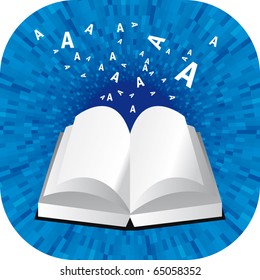 Vector Book icon with blue shine background