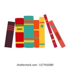 Vector book Icon. Books in various angles. Stack of colored books
