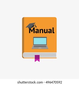 vector book icon flat illustration pc manual symbol sign isolated mark image reading