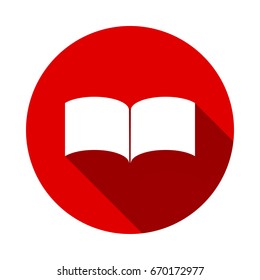 Vector book Icon isolated on red background with long shadow. flat icon