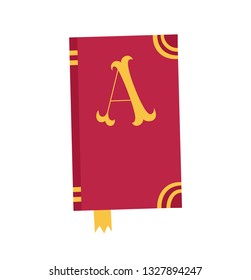 Vector book Icon. Notebook with letter A.