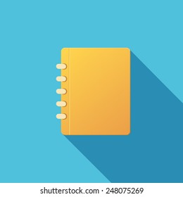 Vector Book Icon. Notebook. Long shadow effect